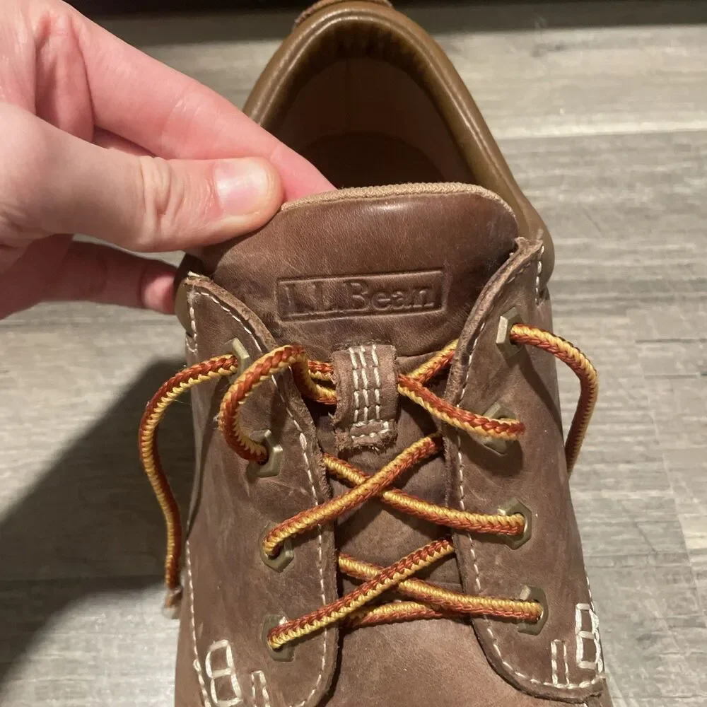 LL Bean Stonington Men's 13 Wide EE Moc Toe Leather Oxford Shoes Cocoa 507140